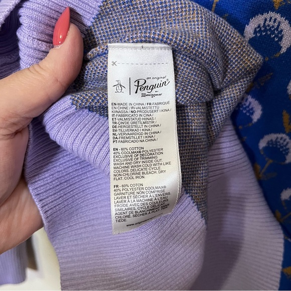 Original Penguin Veronica Blue and Lavender Women's Sweater sz xxl crew neck - Picture 4 of 6